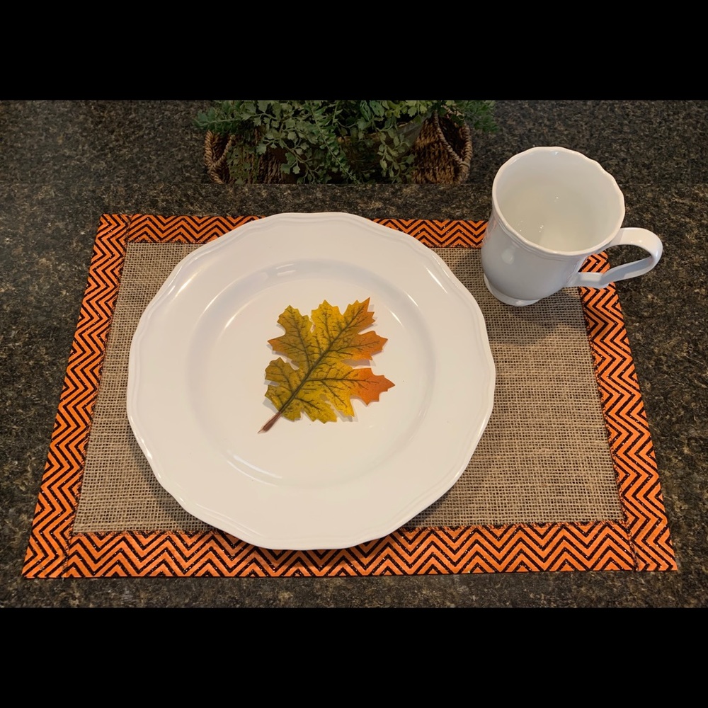 Orange Burlap Placemats Set of 2 Halloween